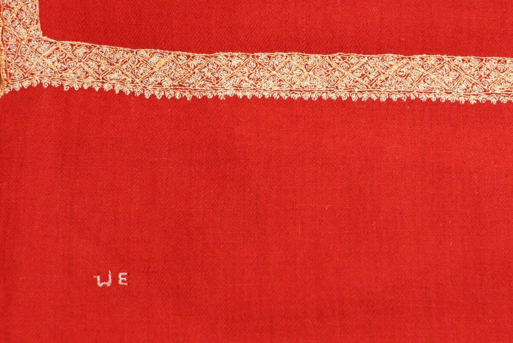 Pashmina Rouge Brodé Main