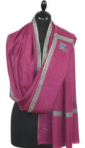 Pashmina Fuchsia Brodé Main