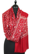 Pashmina Rouge Brodé Main